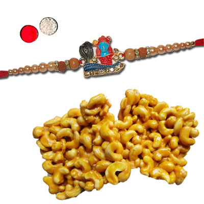 "Zardosi Rakhi - ZR-5270 A (Single Rakhi), 250gms of KajuPakam - Click here to View more details about this Product